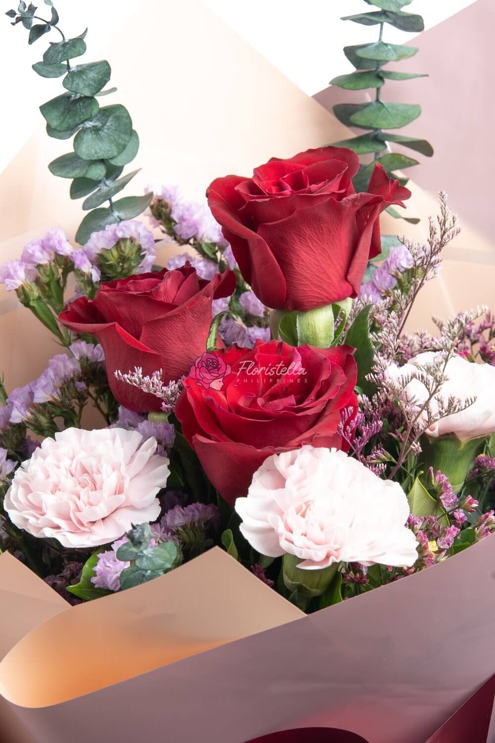 Garnet imported red rose and carnation anniversary bouquet – Floristella Philippines