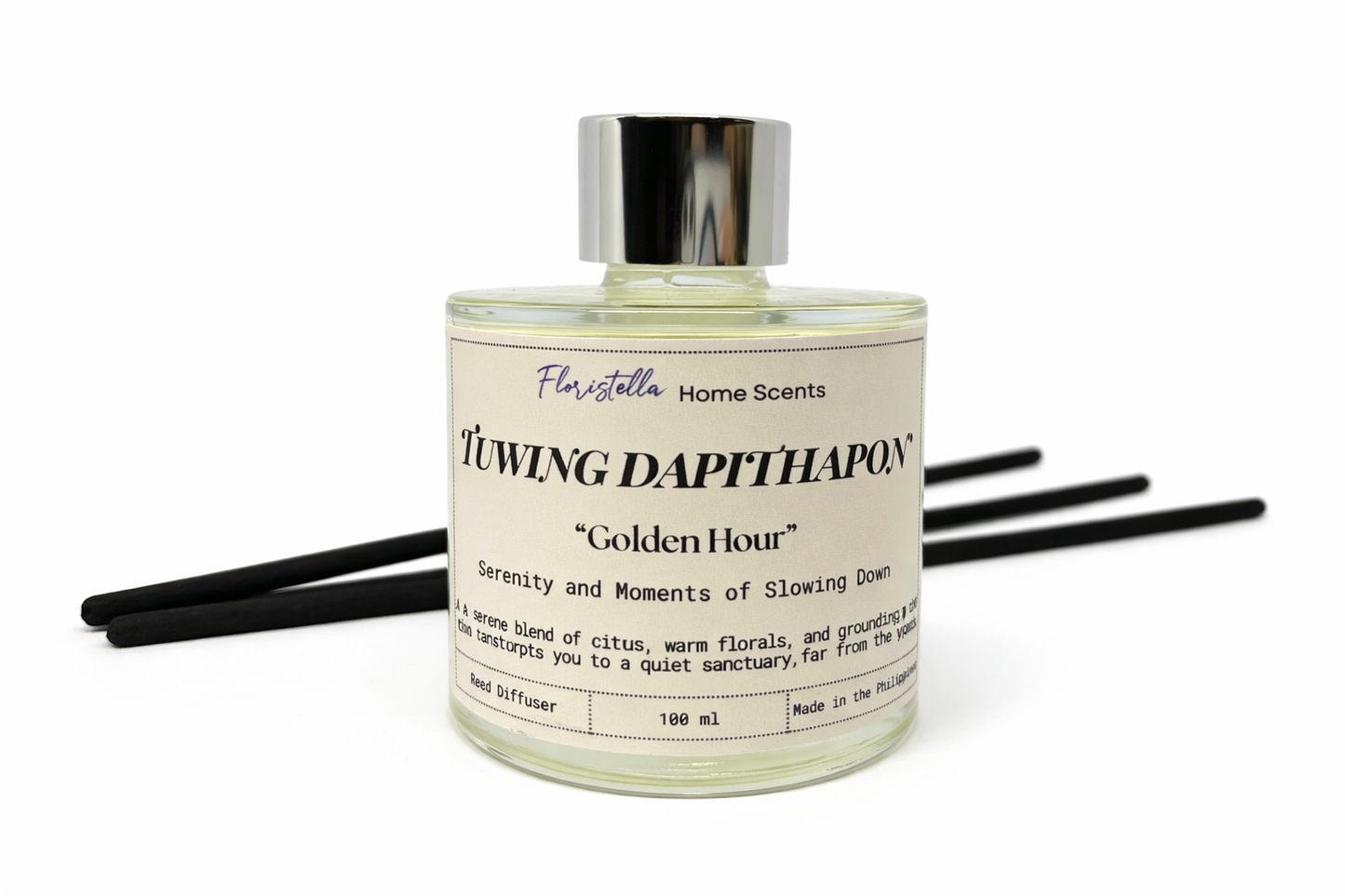 Bergamot and jasmine reed diffuser — Golden Hour | Floristella