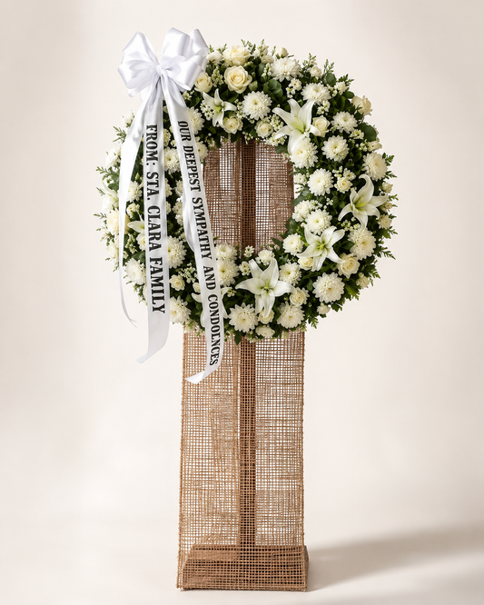 Infinity Condolence Flowers funeral wreath by Floristella