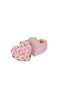 Preserved Pink Rose In Pink Heart Box - Floristella